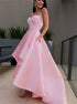 A Line Satin Sweetheart Ruffles Asymmetrical Prom Dresses LBQ3359